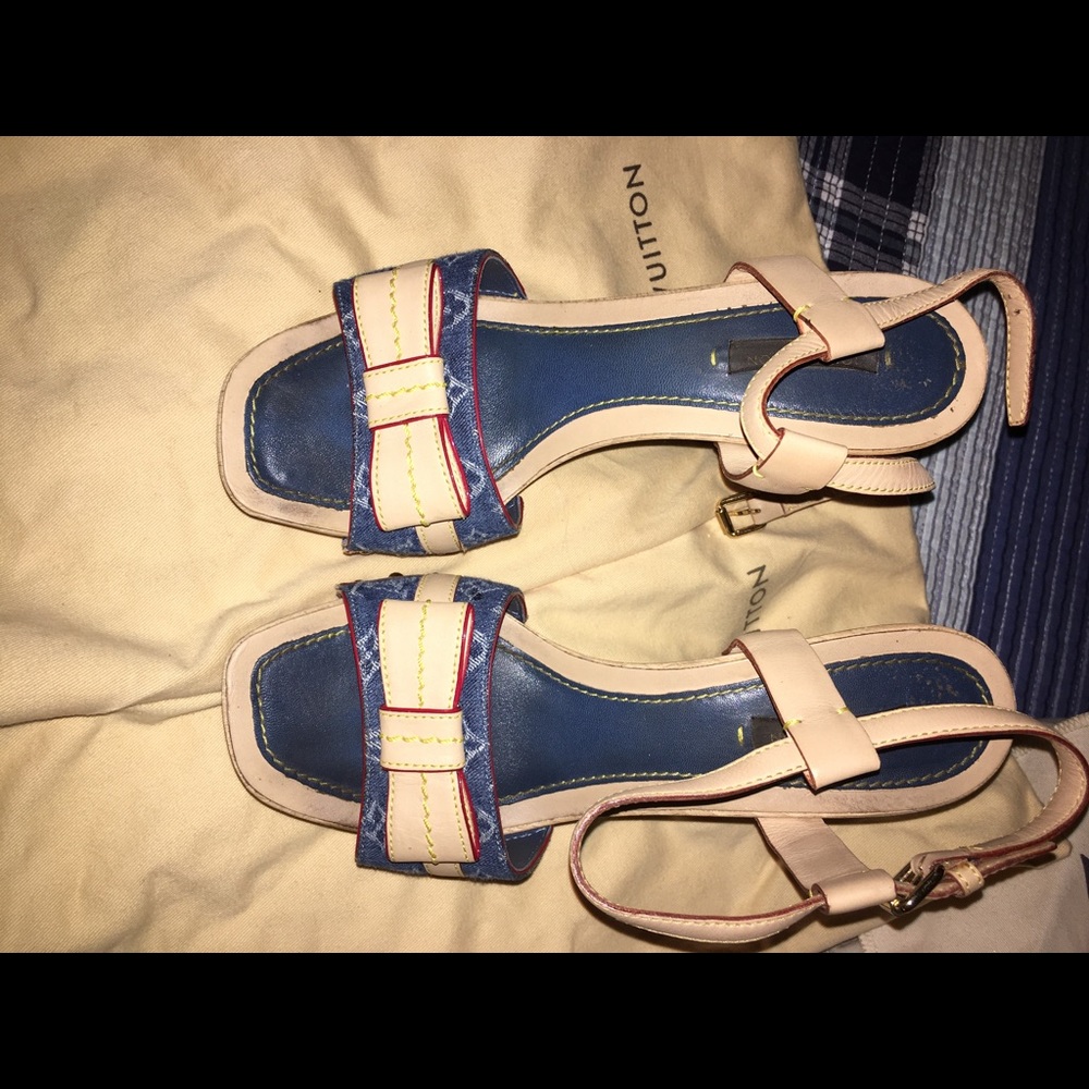 Louis Vuitton denim platform sandals